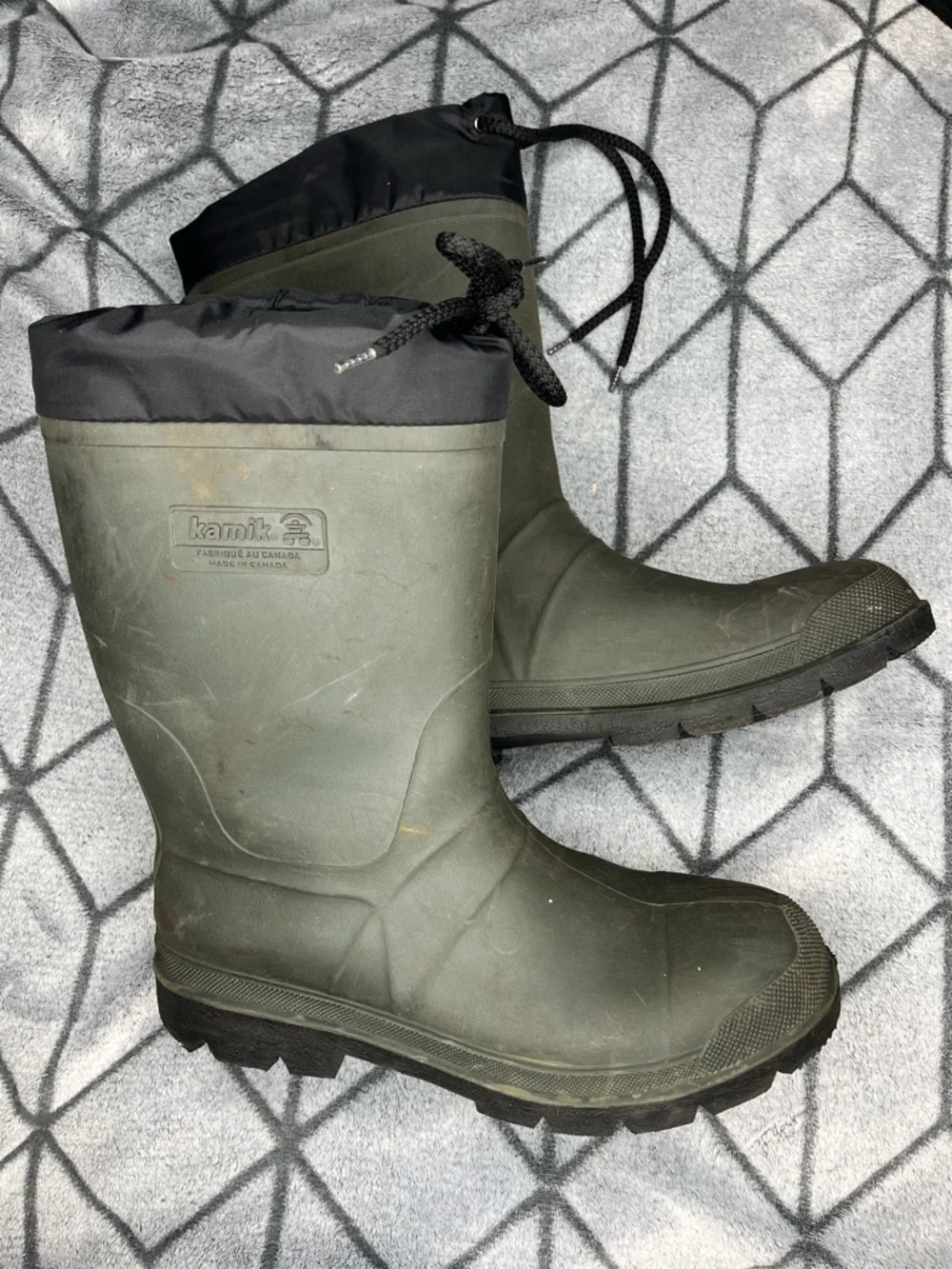 Kamik Men's Olive Green Black Forester Waterproof Winter Rain Boots